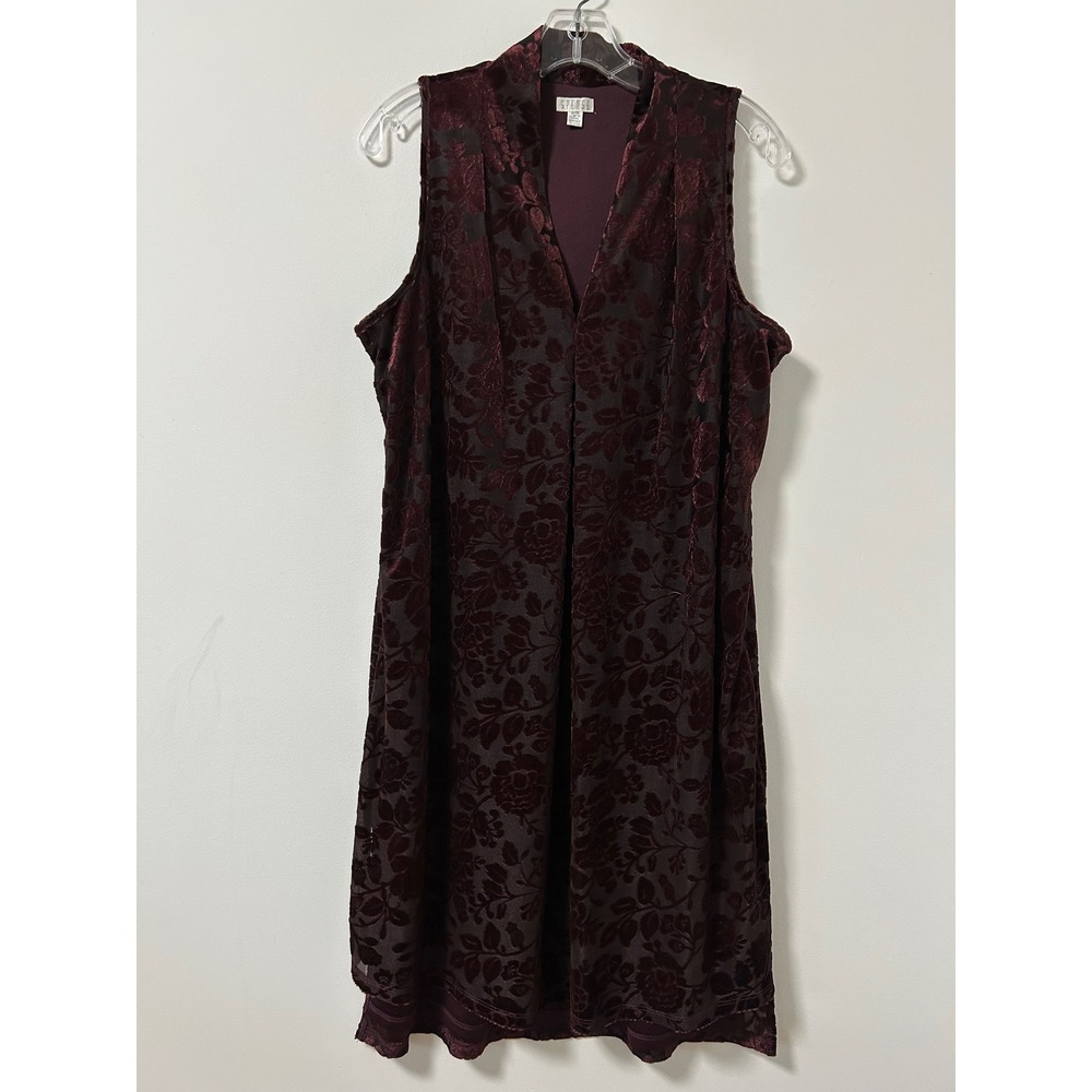 SPENSE‎ Womens Velvet Floral Burnout Mock Neck Sleeveless Dress Size 10 Fairy